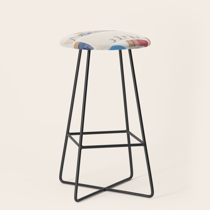 Abstract Mixed Media Collage #1 Stool Gallery Image 1