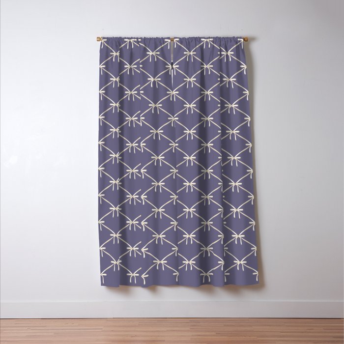 Bows & Ribbons Pattern XXXIII Neutral Lavender Purple Window Curtain Gallery Image 3