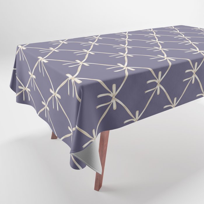 Bows & Ribbons Pattern XXXIII Neutral Lavender Purple Tablecloth Gallery Image 1