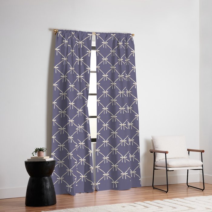 Bows & Ribbons Pattern XXXIII Neutral Lavender Purple Window Curtain Gallery Image 2