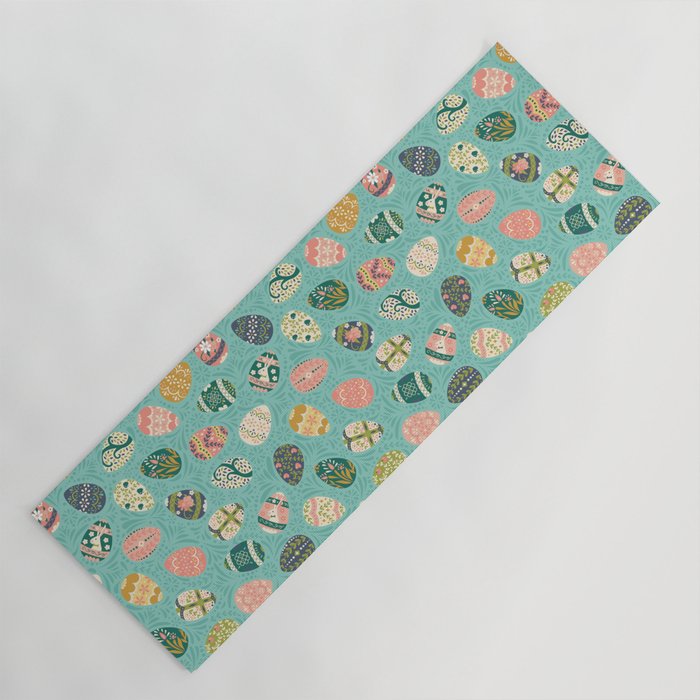 Floral Easter Eggs - Aqua Yoga Mat Gallery Image 1