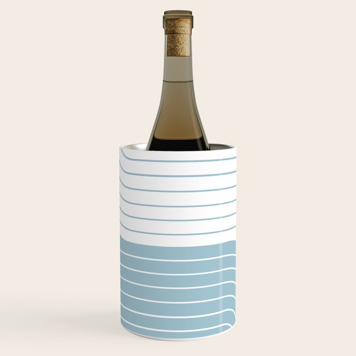 Two Tone Line Curvature XV Sky Blue Modern Arch Abstract Wine Chiller Gallery Image 1