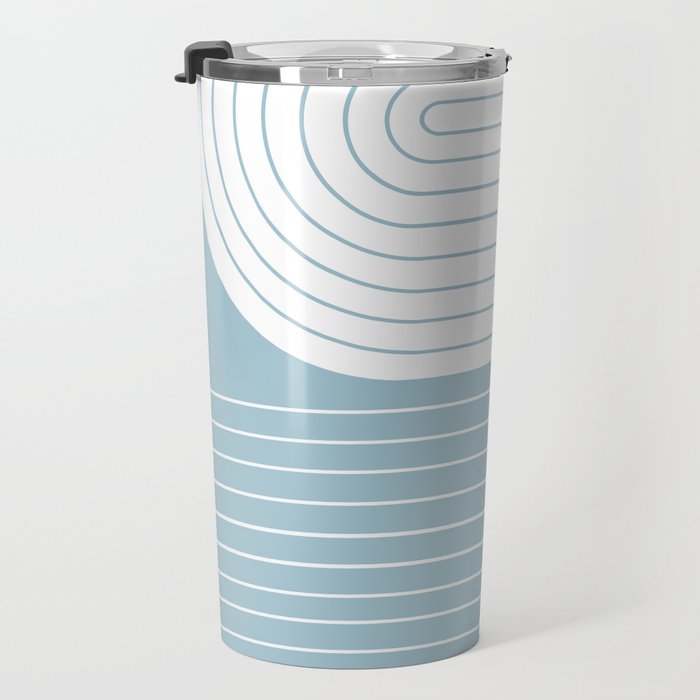 Two Tone Line Curvature XV Sky Blue Modern Arch Abstract Travel Mug Gallery Image 3