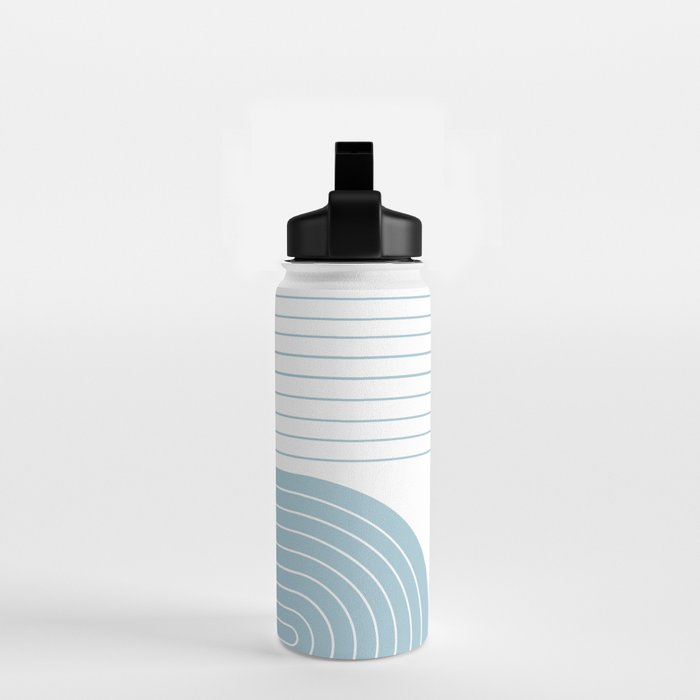 Two Tone Line Curvature XV Sky Blue Modern Arch Abstract Water Bottle Gallery Image 2