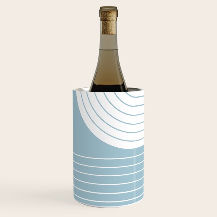 Two Tone Line Curvature XV Sky Blue Modern Arch Abstract Wine Chiller Gallery Image 2