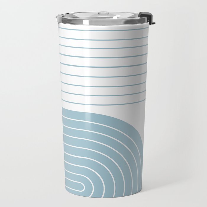Two Tone Line Curvature XV Sky Blue Modern Arch Abstract Travel Mug Gallery Image 2