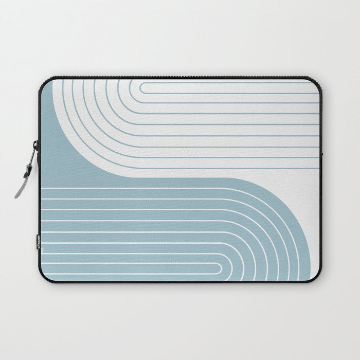 Two Tone Line Curvature XV Sky Blue Modern Arch Abstract Laptop Sleeve Gallery Image 1