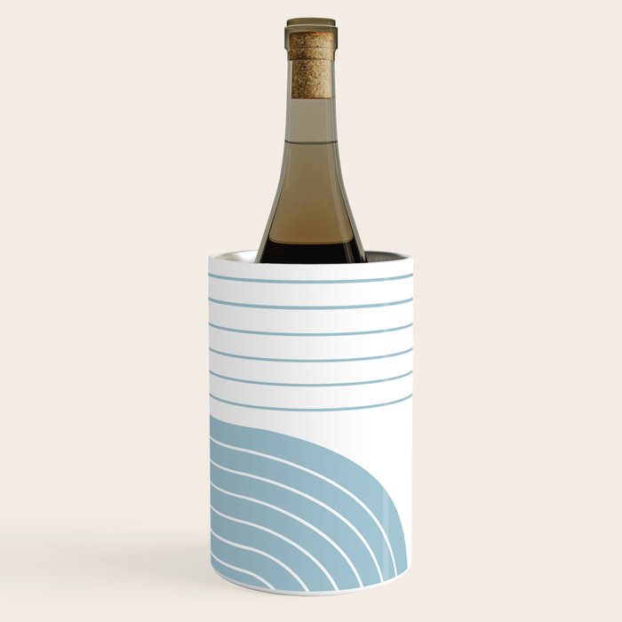 Two Tone Line Curvature XV Sky Blue Modern Arch Abstract Wine Chiller Gallery Image 3