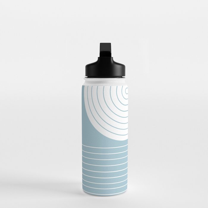 Two Tone Line Curvature XV Sky Blue Modern Arch Abstract Water Bottle Gallery Image 3