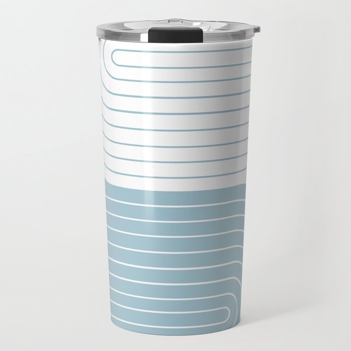 Two Tone Line Curvature XV Sky Blue Modern Arch Abstract Travel Mug Gallery Image 1