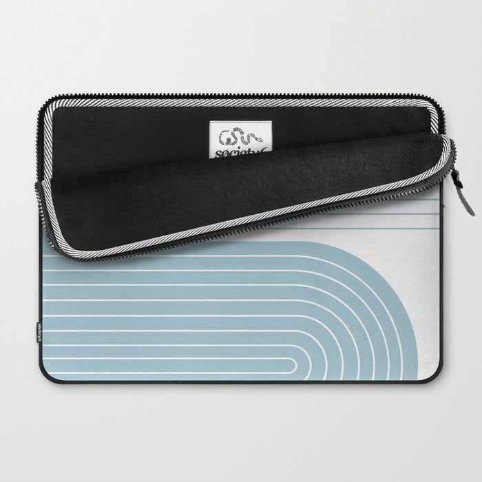 Two Tone Line Curvature XV Sky Blue Modern Arch Abstract Laptop Sleeve Gallery Image 2