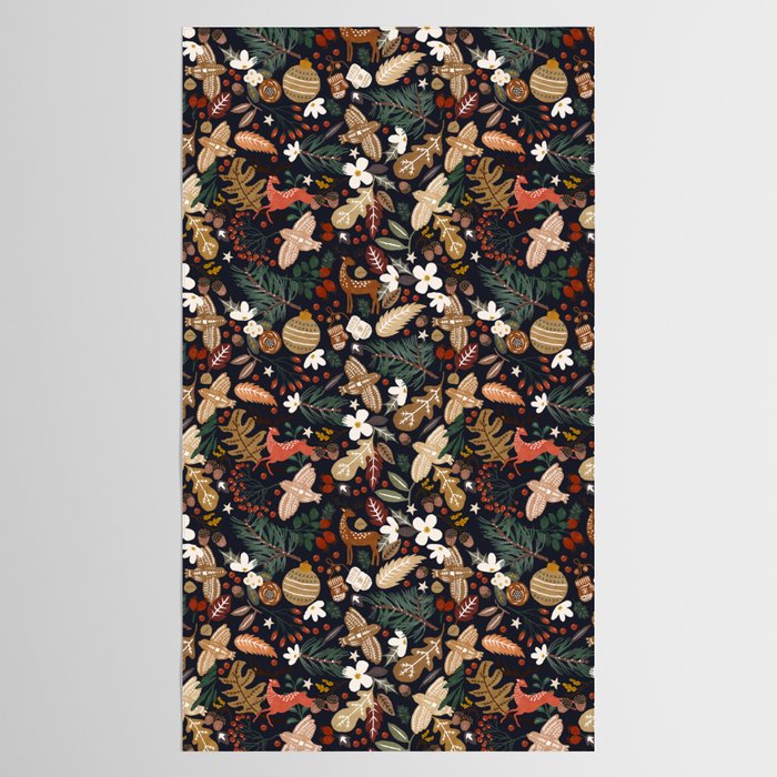 Christmas night forest ornaments Tablecloth Gallery Image 2