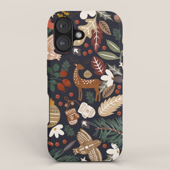 Christmas night forest ornaments iPhone Case Gallery Image 1