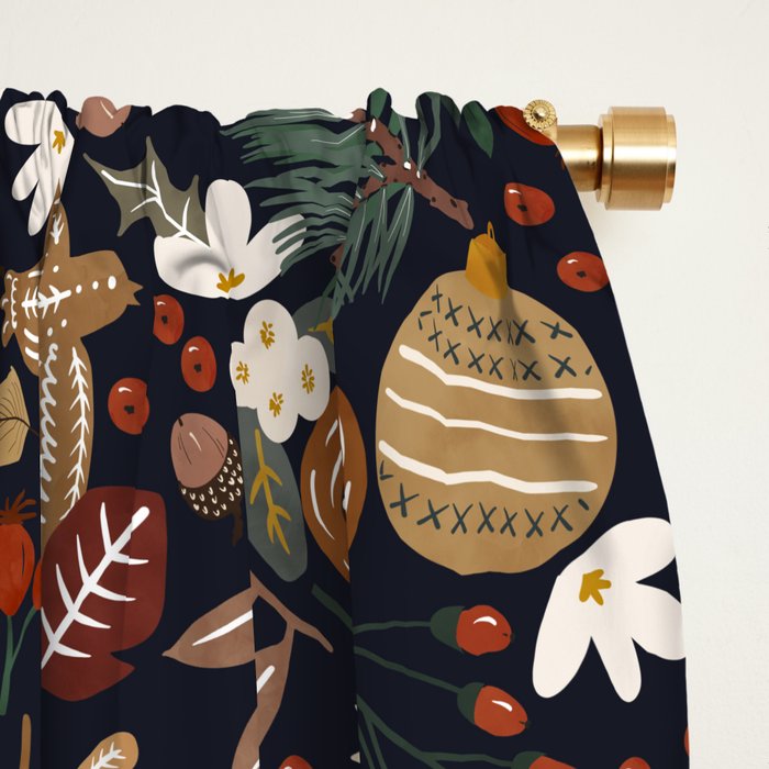 Christmas night forest ornaments Window Curtain Gallery Image 2