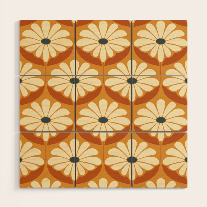 Flower Power - Retro Color Palette Wood Wall Art Gallery Image 1