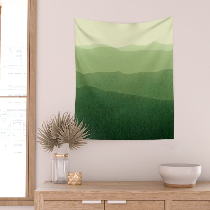 gradient landscape green Wall Tapestry Gallery Image 2
