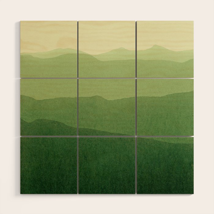 gradient landscape green Wood Wall Art Gallery Image 1