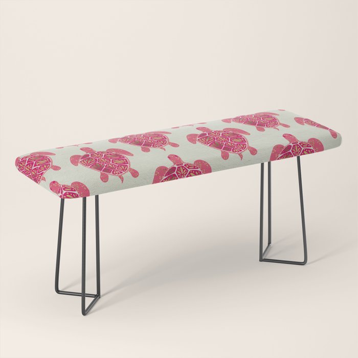 Sea Turtle in Pink & Gold Bench Gallery Image 1