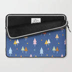 Colorful Scandinavian Christmas Trees on Blue Laptop Sleeve Gallery Image 2