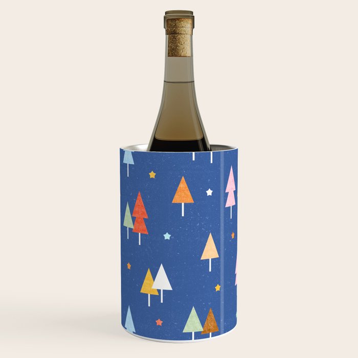 Colorful Scandinavian Christmas Trees on Blue Wine Chiller Gallery Image 3