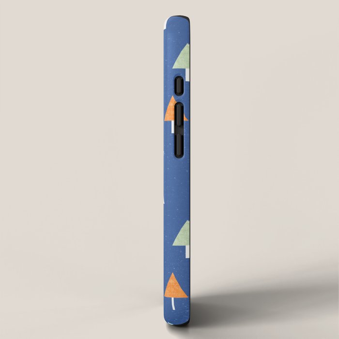 Colorful Scandinavian Christmas Trees on Blue iPhone Case Gallery Image 2