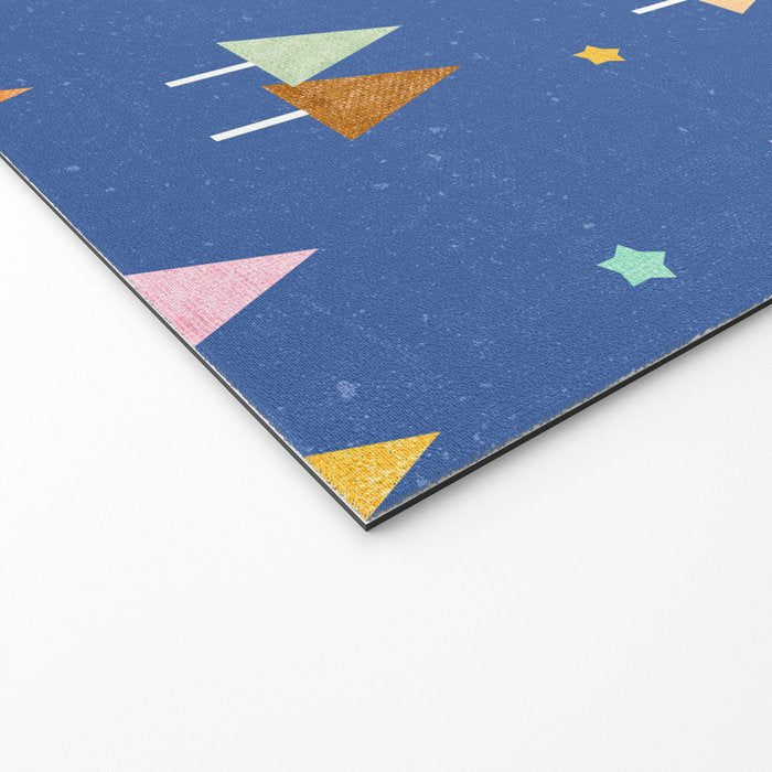 Colorful Scandinavian Christmas Trees on Blue Welcome Mat Gallery Image 2