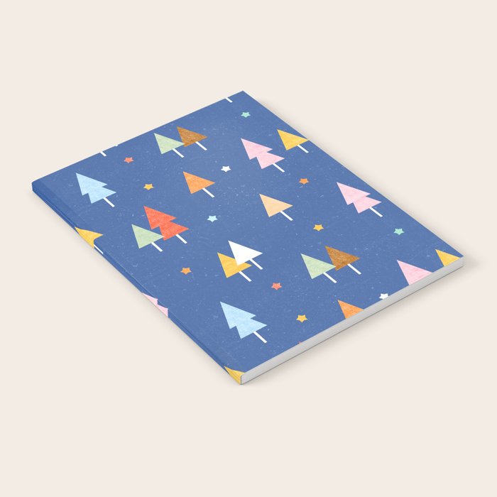 Colorful Scandinavian Christmas Trees on Blue Notebook Gallery Image 2