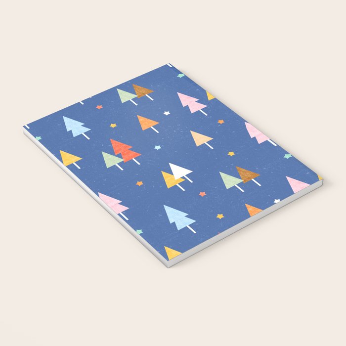 Colorful Scandinavian Christmas Trees on Blue Notebook Gallery Image 3