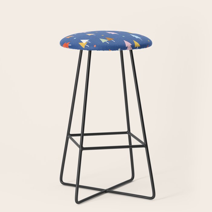 Colorful Scandinavian Christmas Trees on Blue Stool Gallery Image 1