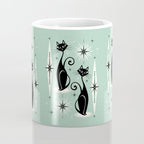 Mid Century Meow Retro Atomic Cats Mint Coffee Mug Gallery Image 4