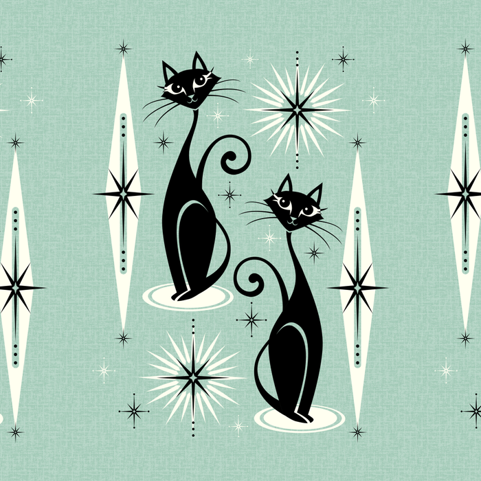 Mid Century Meow Retro Atomic Cats Mint Coffee Mug Gallery Image 2