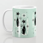 Mid Century Meow Retro Atomic Cats Mint Coffee Mug Gallery Image 3