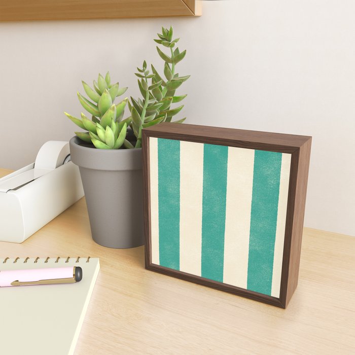 Cabana Stripe - teal and cream Mini Art Print Gallery Image 2