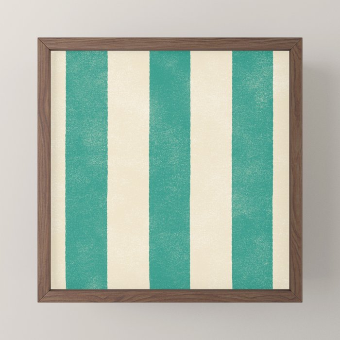 Cabana Stripe - teal and cream Mini Art Print Gallery Image 2