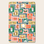 Vintage christmas postage stamp sticker pattern Cutting Board Gallery Image 1