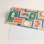 Vintage christmas postage stamp sticker pattern Wrapping Paper Gallery Image 2