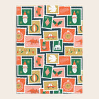 Vintage christmas postage stamp sticker pattern Poster Gallery Image 4