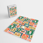 Vintage christmas postage stamp sticker pattern Jigsaw Puzzle Gallery Image 2