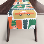 Vintage christmas postage stamp sticker pattern Table Runner Gallery Image 1