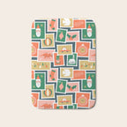 Vintage christmas postage stamp sticker pattern Bath Mat Gallery Image 1