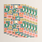 Vintage christmas postage stamp sticker pattern Wrapping Paper Gallery Image 3
