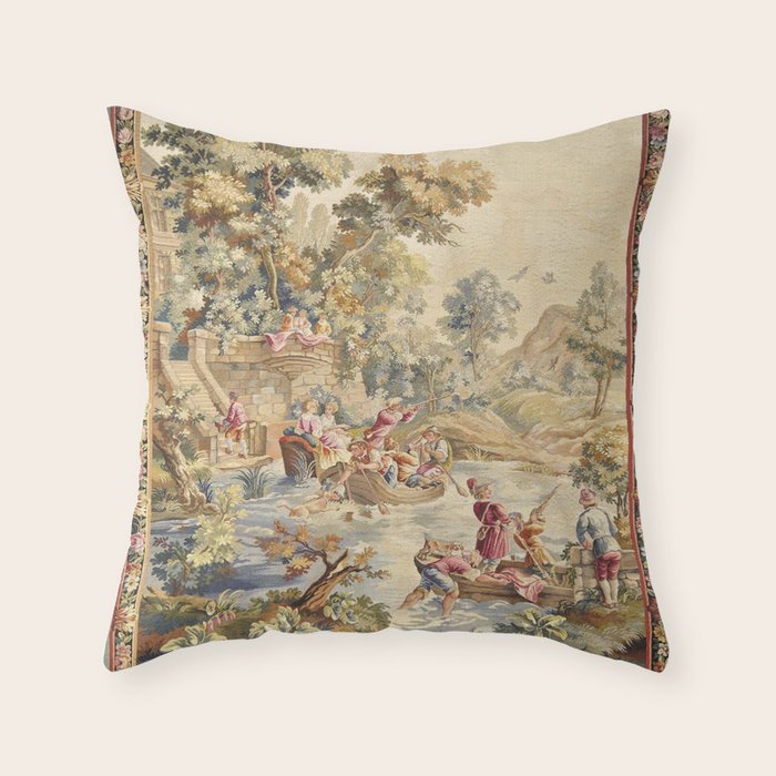 Antique Aubusson Louis XV French Tapestry Throw Pillow Gallery Image 6