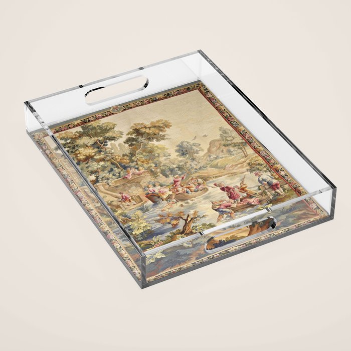 Antique Aubusson Louis XV French Tapestry Acrylic Tray Gallery Image 1