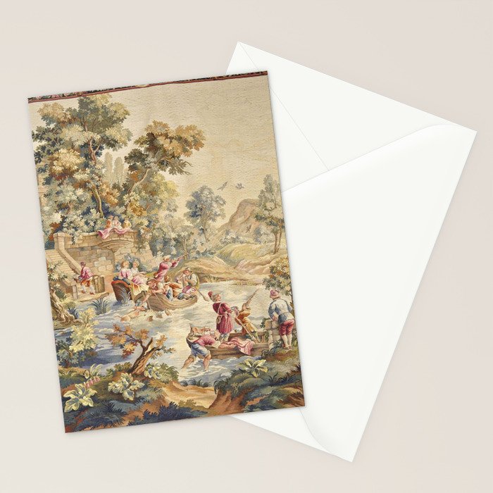 Antique Aubusson Louis XV French Tapestry Stationery Card Gallery Image 2