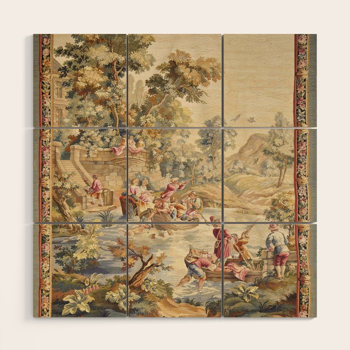 Antique Aubusson Louis XV French Tapestry Wood Wall Art Gallery Image 1