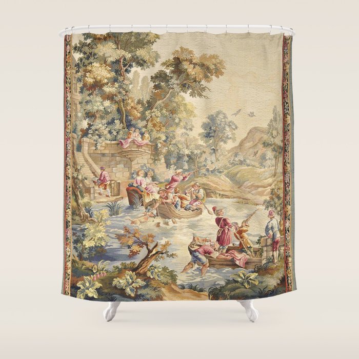 Antique Aubusson Louis XV French Tapestry Shower Curtain Gallery Image 1