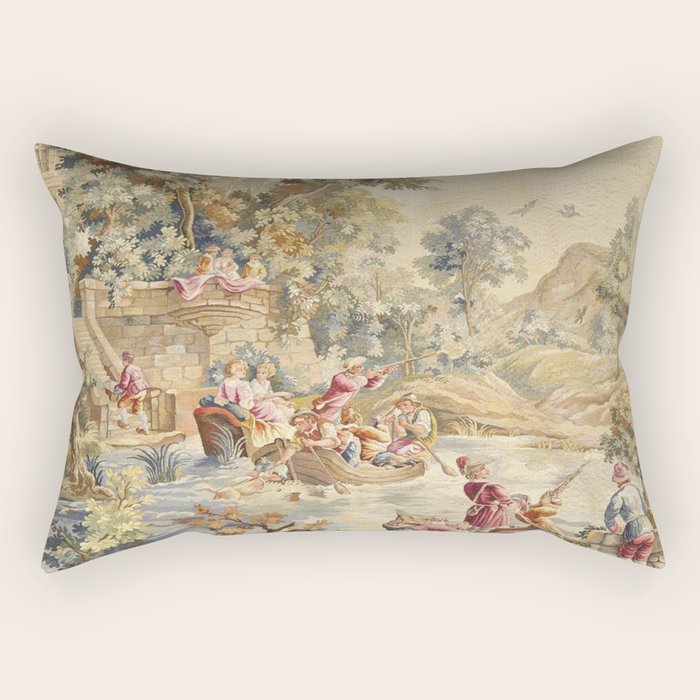 Antique Aubusson Louis XV French Tapestry Rectangular Pillow Gallery Image 2