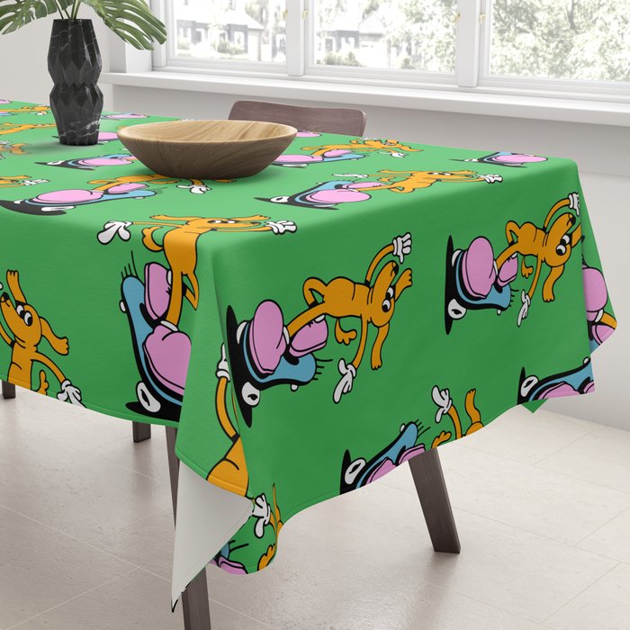 Retro dog cartoon character pattern Tablecloth Gallery Image 3