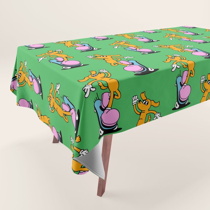 Retro dog cartoon character pattern Tablecloth Gallery Image 1