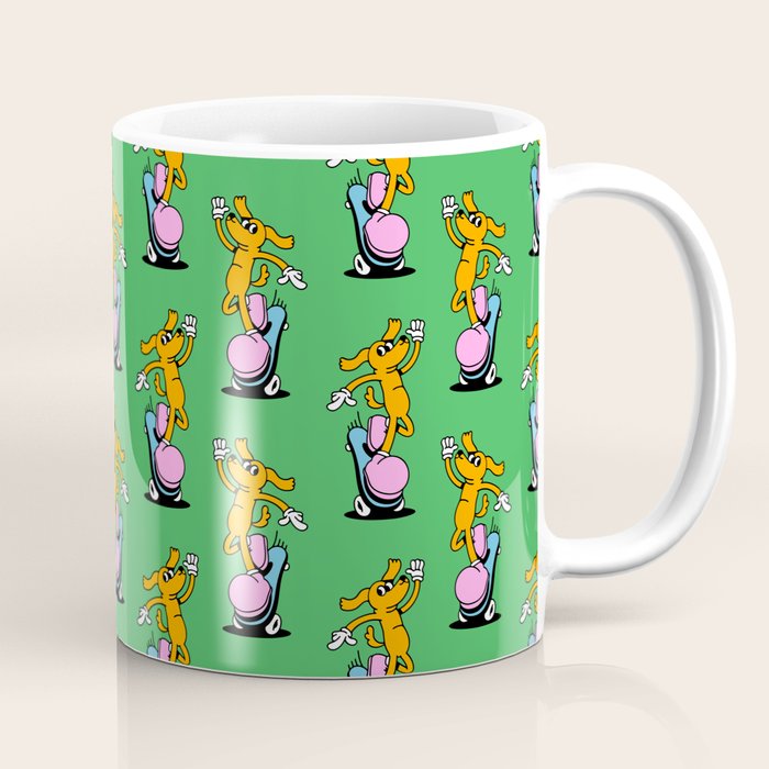 Retro dog cartoon character pattern Coffee Mug Gallery Image 1